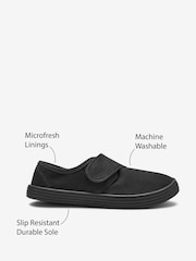 Black Standard Fit (F) Plimsolls School Shoes - Image 3 of 7