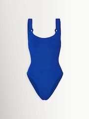 Hunza G Blue Domino Swimsuit With Fabric Covered Hoops - Image 3 of 4
