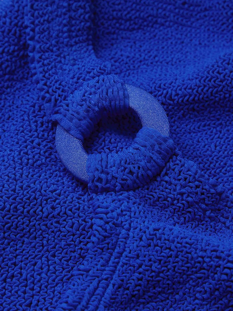 Hunza G Blue Domino Swimsuit With Fabric Covered Hoops - Image 4 of 4