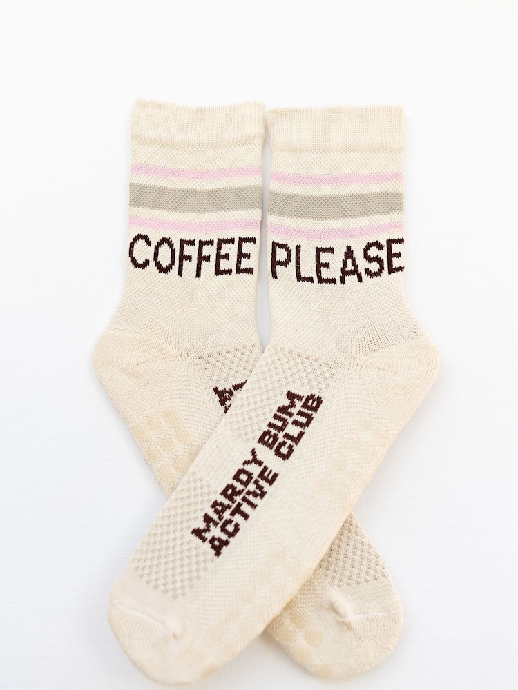 Mardy Bum Active Club Cream Grip Socks - Image 1 of 3 Mardy Bum Active Club Cream Grip Socks - Image 1 of 3