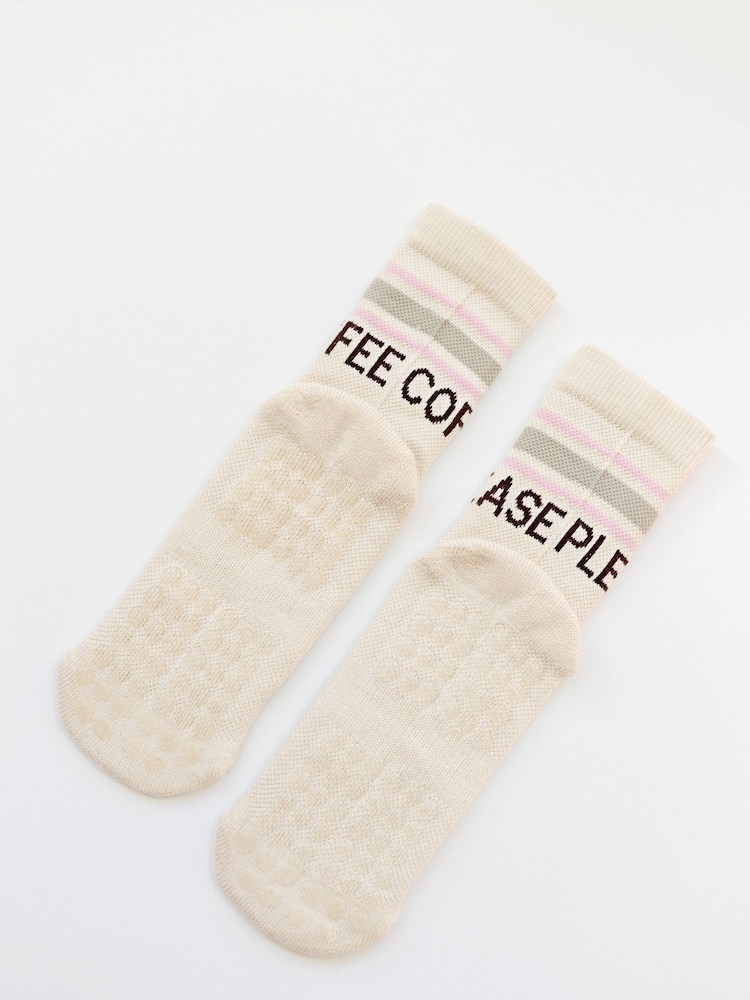 Mardy Bum Active Club Cream Grip Socks - Image 2 of 3 Mardy Bum Active Club Cream Grip Socks - Image 2 of 3