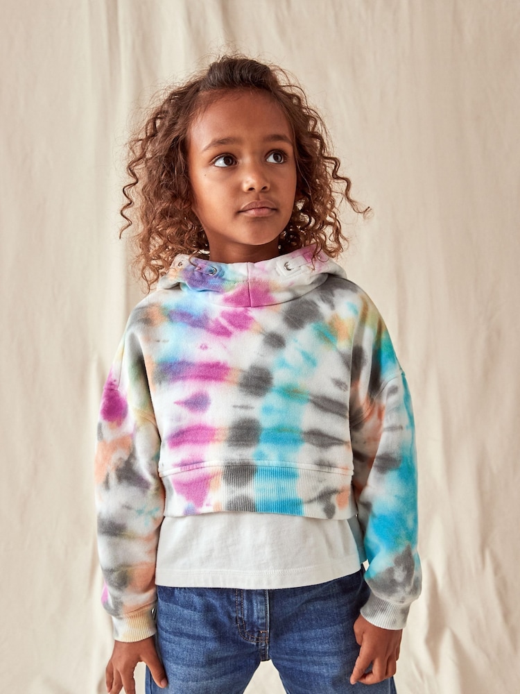 Multi Tie Dye Cropped Hoodie (3-16yrs) - Image 1 of 7