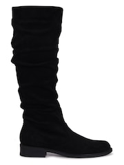 Linzi Black Ciara Faux Suede Flat Ruched Boots - Image 5 of 7