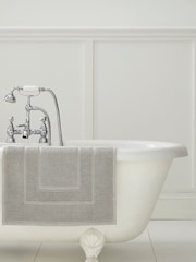 Laura Ashley Steel Grey Cotton Border 100% Cotton Bath Mat - Image 1 of 2
