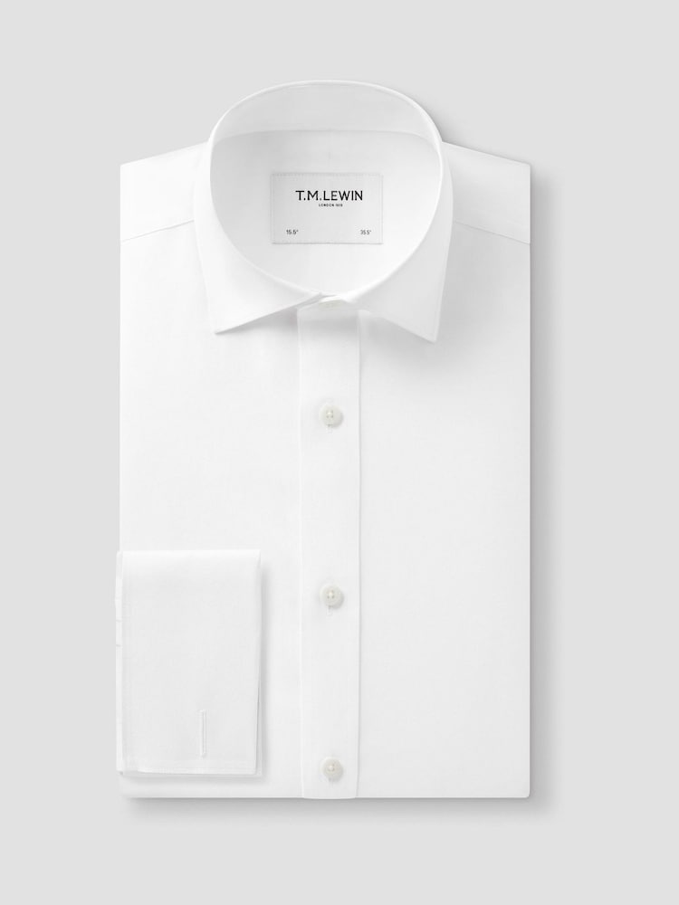 TM Lewin White Regular Fit Non-Iron Regular Plain Twill Double Cuff Shirt - Image 1 of 1 TM Lewin White Regular Fit Non-Iron Regular Plain Twill Double Cuff Shirt - Image 1 of 1