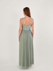 Monsoon Green Autumn Sustainable Embellished Maxi Dress - Image 2 of 4