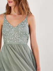 Monsoon Green Autumn Sustainable Embellished Maxi Dress - Image 3 of 4