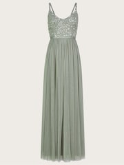Monsoon Green Autumn Sustainable Embellished Maxi Dress - Image 4 of 4