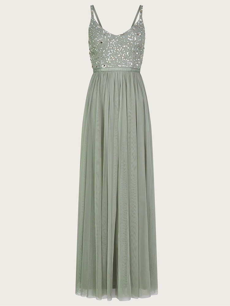 Monsoon Green Autumn Sustainable Embellished Maxi Dress - Image 4 of 4
