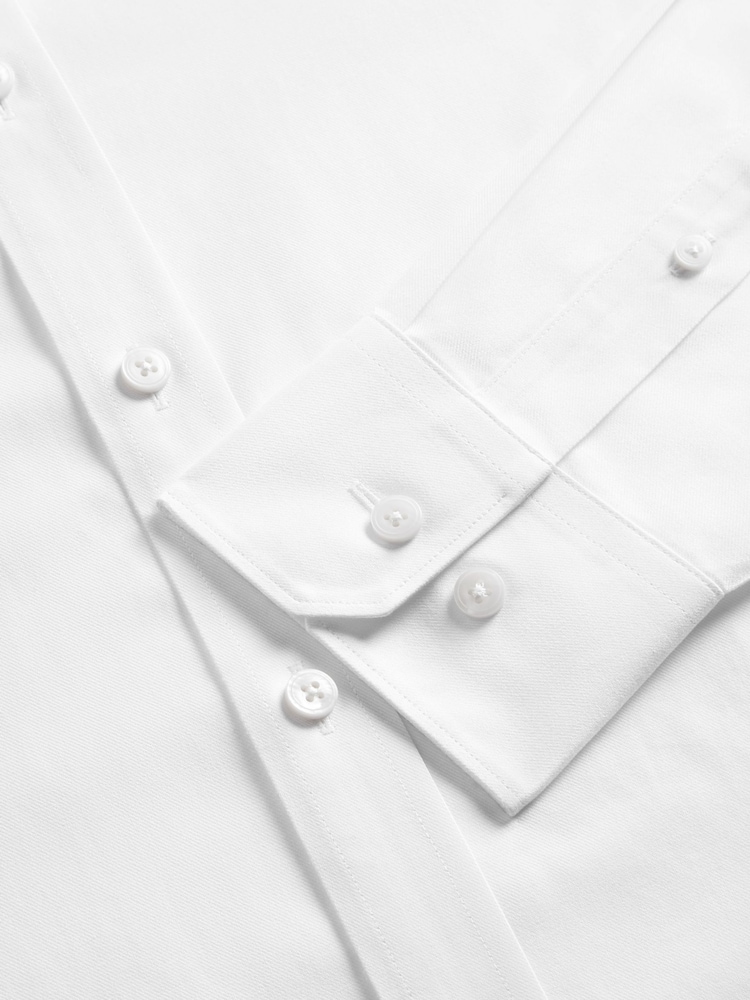TM Lewin White Tailored Fit Non-Iron Regular Plain Twill Single Cuff Shirt - Image 2 of 2