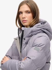 Superdry Grey Marl Tweed Longline Puffer Jacket - Image 3 of 7