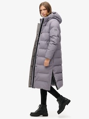 Superdry Grey Marl Tweed Longline Puffer Jacket - Image 4 of 7