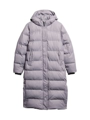 Superdry Grey Marl Tweed Longline Puffer Jacket - Image 5 of 7