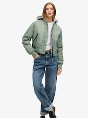 Superdry Green Hooded Bomber Jacket - Image 2 of 6