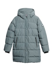 Superdry Stormy Weather Blue Hooded Sports Puffer Mid Jacket - Image 3 of 4