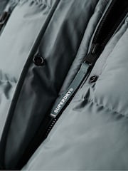 Superdry Stormy Weather Blue Hooded Sports Puffer Mid Jacket - Image 4 of 4