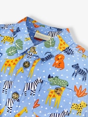 JoJo Maman Bébé Blue Safari Print Shirt - Image 2 of 5