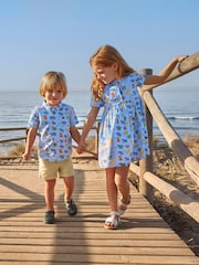 JoJo Maman Bébé Blue Safari Print Shirt - Image 5 of 5