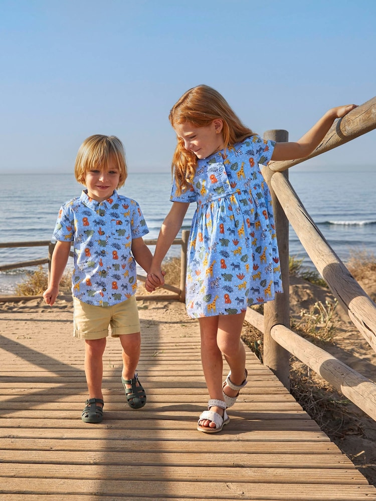 JoJo Maman Bébé Blue Safari Print Shirt - Image 5 of 5