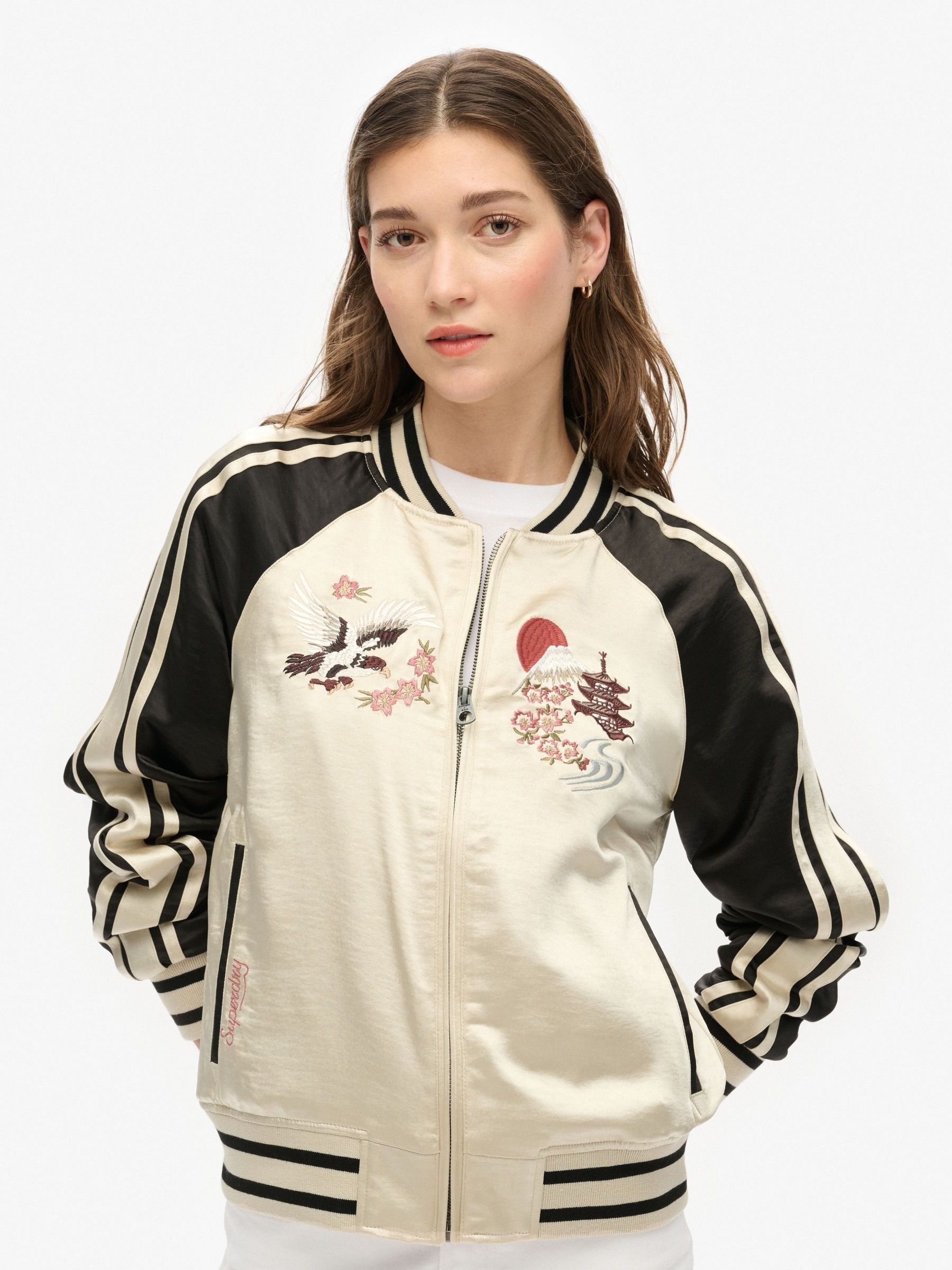 Buy Superdry Sandshell Beige Suikajan Embroidered Bomber Jacket