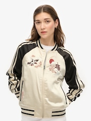Superdry Sandshell Beige Suikajan Embroidered Bomber Jacket - Image 3 of 5