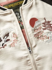 Superdry Sandshell Beige Suikajan Embroidered Bomber Jacket - Image 4 of 5