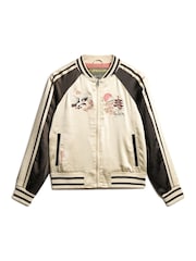 Superdry Sandshell Beige Suikajan Embroidered Bomber Jacket - Image 5 of 5