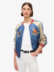 Superdry Wedgewood Blue Suikajan Embroidered Bomber Jacket - Image 1 of 5