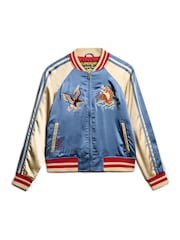 Superdry Wedgewood Blue Suikajan Embroidered Bomber Jacket - Image 4 of 5