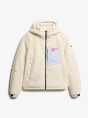 Superdry Cream Hooded Cream Fleece Trekker Jacket - Image 4 of 5