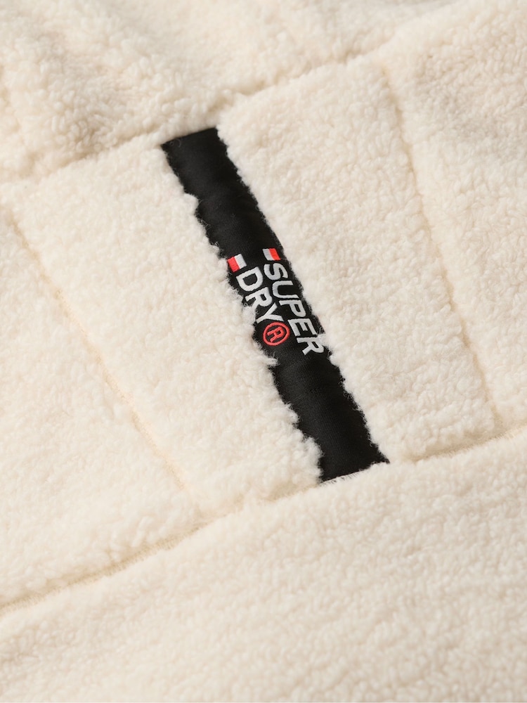 Superdry Cream Hooded Cream Fleece Trekker Jacket - Image 5 of 5