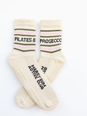 Mardy Bum Active Club Cream/Pink/Green Grip Socks - Image 2 of 2