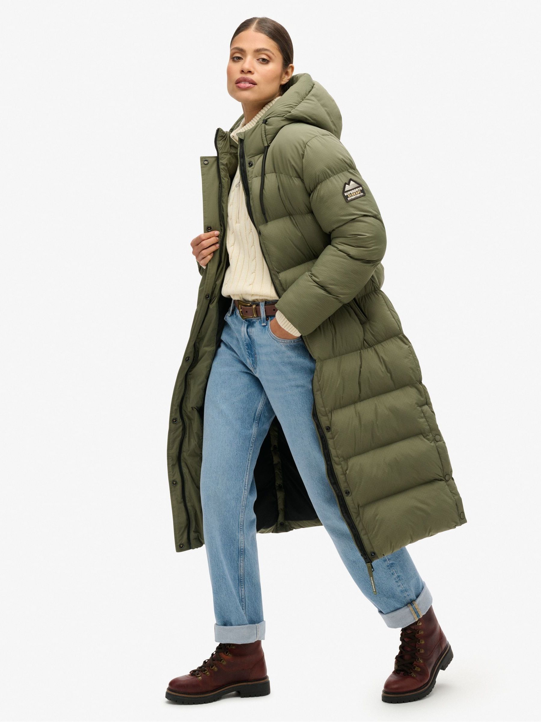 Superdry Rips Longline Jacket Green XL Woman