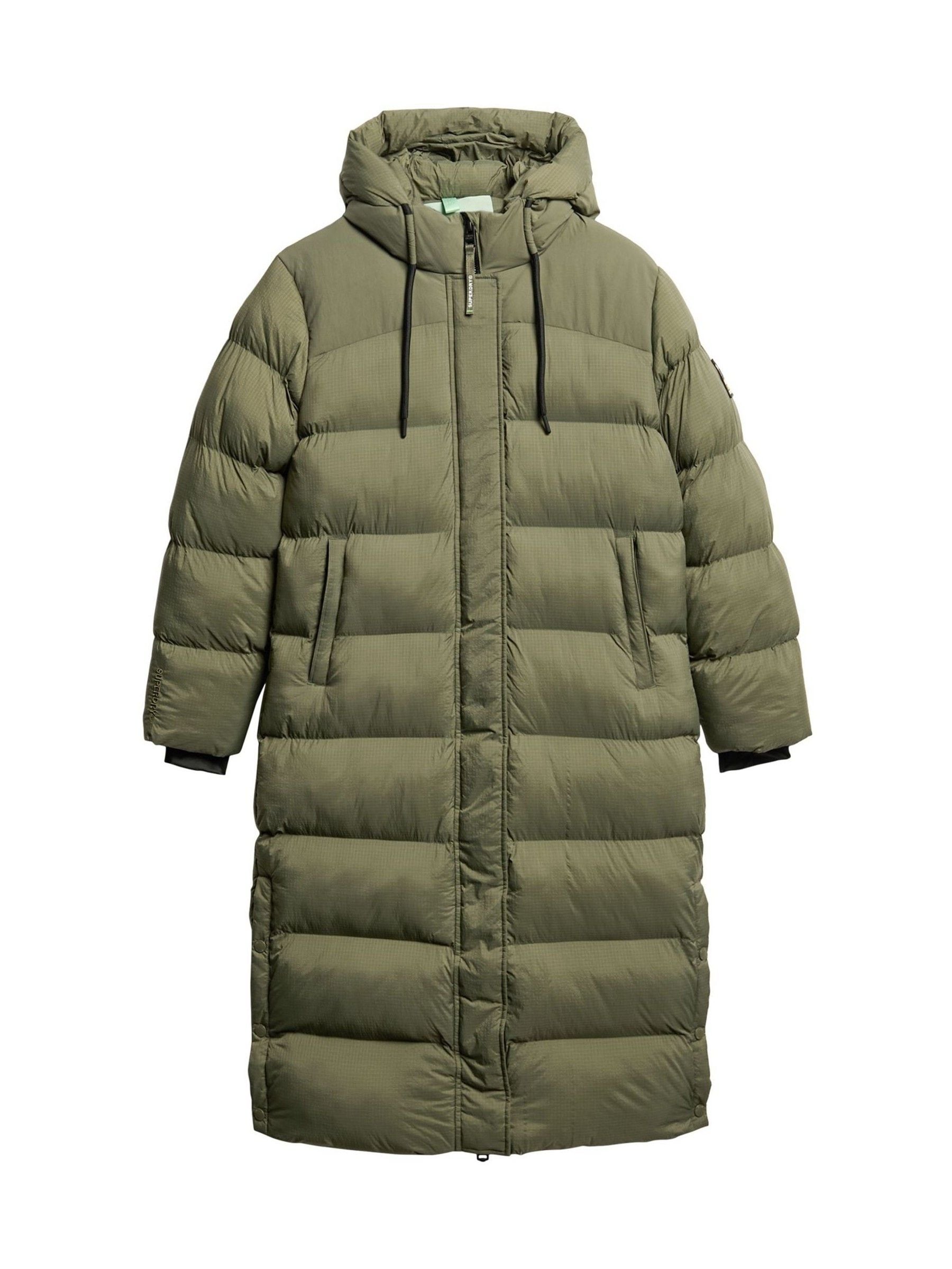 Buy Superdry Dusty Olive Green Grid Rip-Stop Longline Puffer Coat