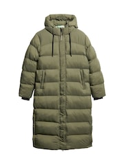 Superdry Dusty Olive Green Grid Ripstop Longline Puffer Jacket - Image 6 of 8