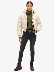 Superdry Off Grey Hooded Sports Puffer Bomber Jacket - Image 2 of 7