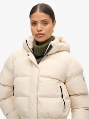 Superdry Off Grey Hooded Sports Puffer Bomber Jacket - Image 4 of 7