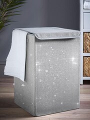 Grey Glitter Laundry Hamper - Image 1 of 2