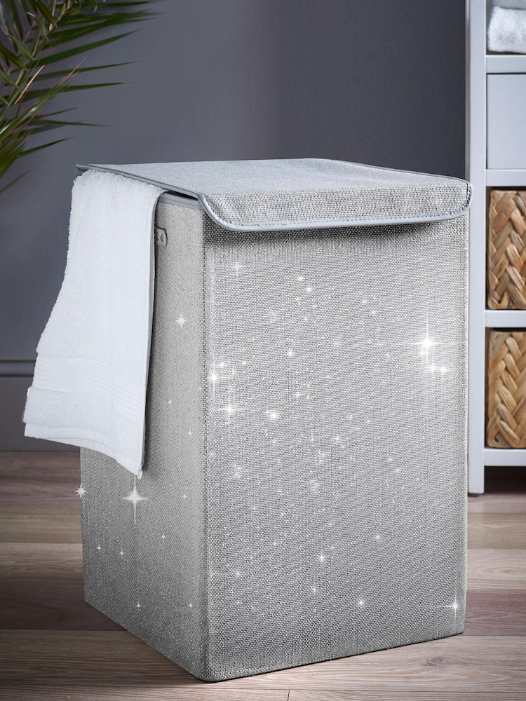 Grey Glitter Laundry Hamper - Image 1 of 2
