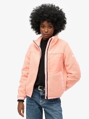 Superdry Peach Pearl Pink Fleece Trekker Jacket - Image 1 of 6