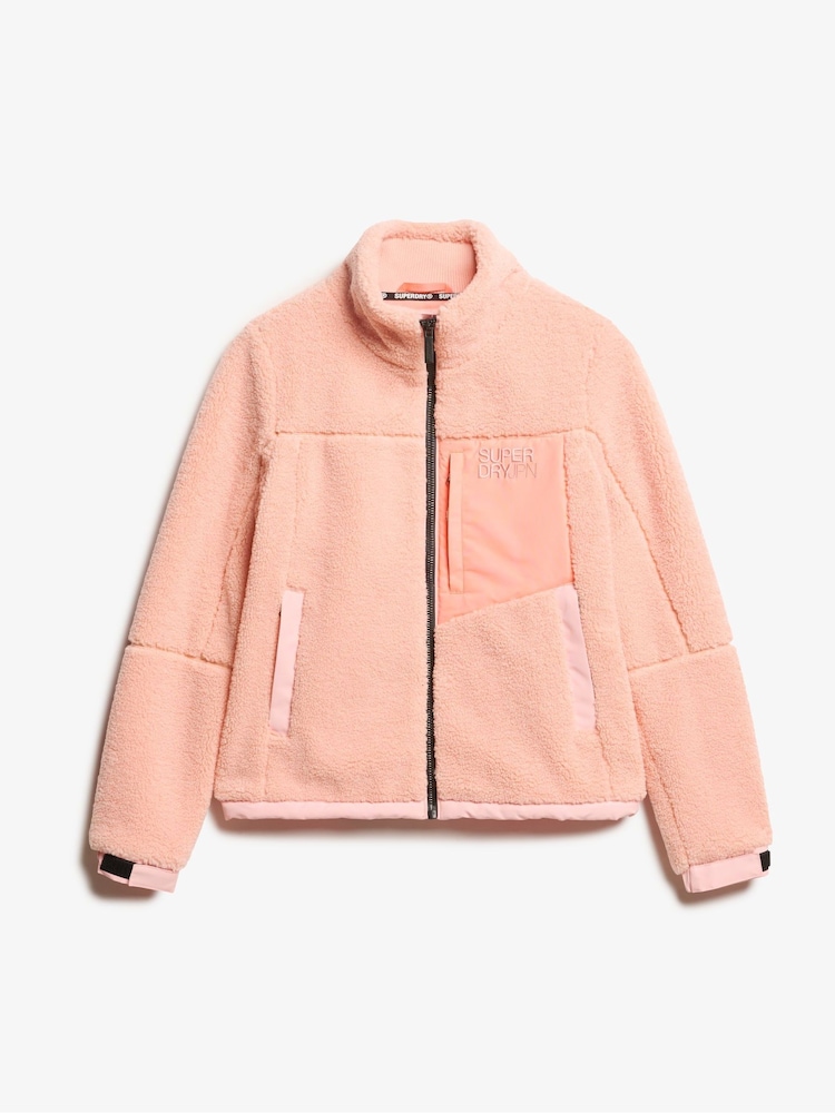 Superdry Peach Pearl Pink Fleece Trekker Jacket - Image 7 of 7 Superdry Peach Pearl Pink Fleece Trekker Jacket - Image 7 of 7