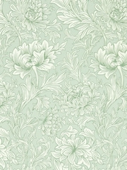 Morris & Co Green Chrysanthemum Toile 10.05M Wallpaper - Image 2 of 2
