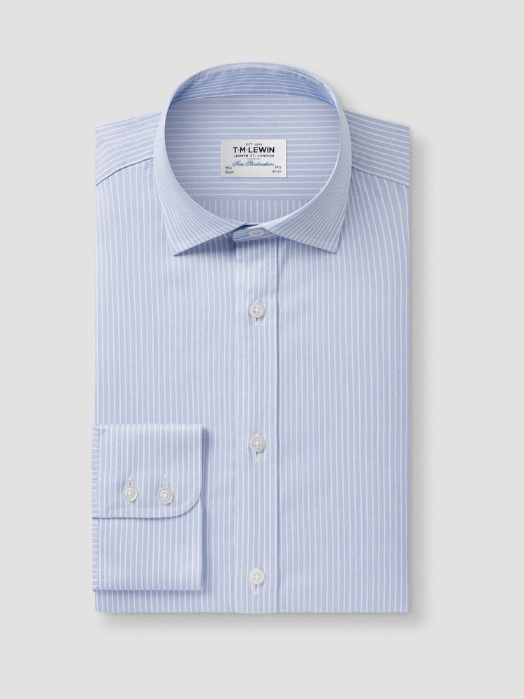 TM Lewin Blue Skinny Fit Non-Iron Regular Chalk Stripe Single Cuff Shirt - Image 1 of 4