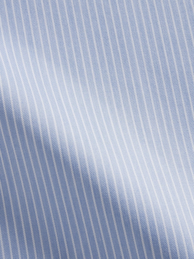 TM Lewin Blue Skinny Fit Non-Iron Regular Chalk Stripe Single Cuff Shirt - Image 4 of 4