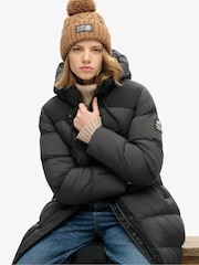 Superdry Black Grid Ripstop Longline Puffer Jacket - Image 3 of 6