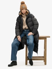 Superdry Black Grid Ripstop Longline Puffer Jacket - Image 5 of 6