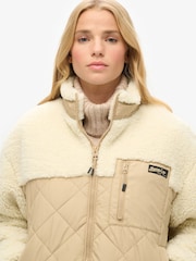 Superdry Urban Cream Workwear Fleece Hybrid Jacket - Image 1 of 7