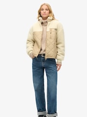 Superdry Urban Cream Workwear Fleece Hybrid Jacket - Image 3 of 7