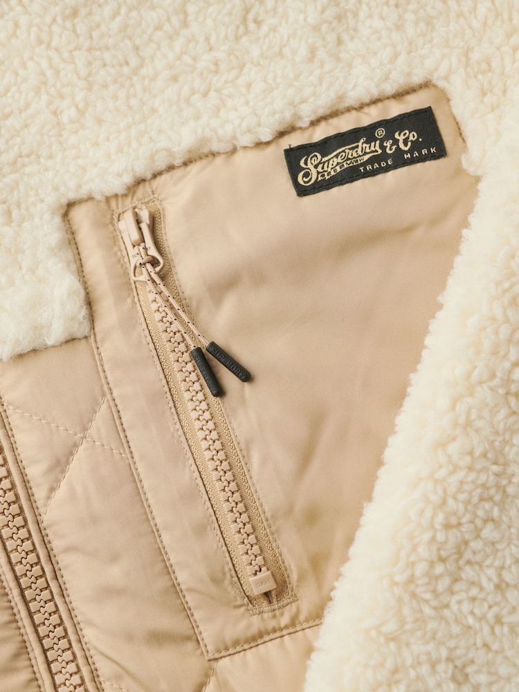 Superdry Urban Cream Workwear Fleece Hybrid Jacket - Image 7 of 7