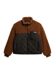 Superdry Bison Brown Workwear Fleece Hybrid Jacket - Image 1 of 3